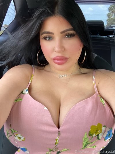 Crystal Lust Taking Selfie From Dress Neckline In Car